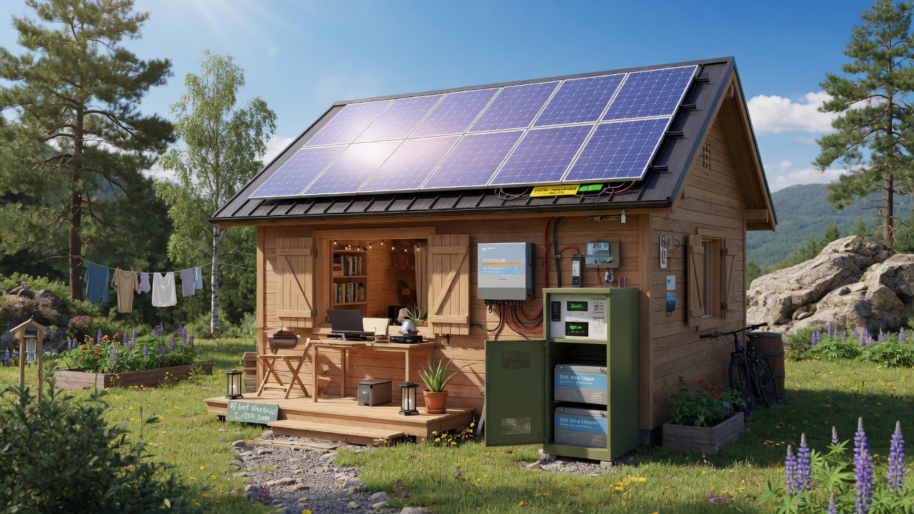 Kompakte 3,6 kWp Off-Grid Anlage auf einem Gartenhaus